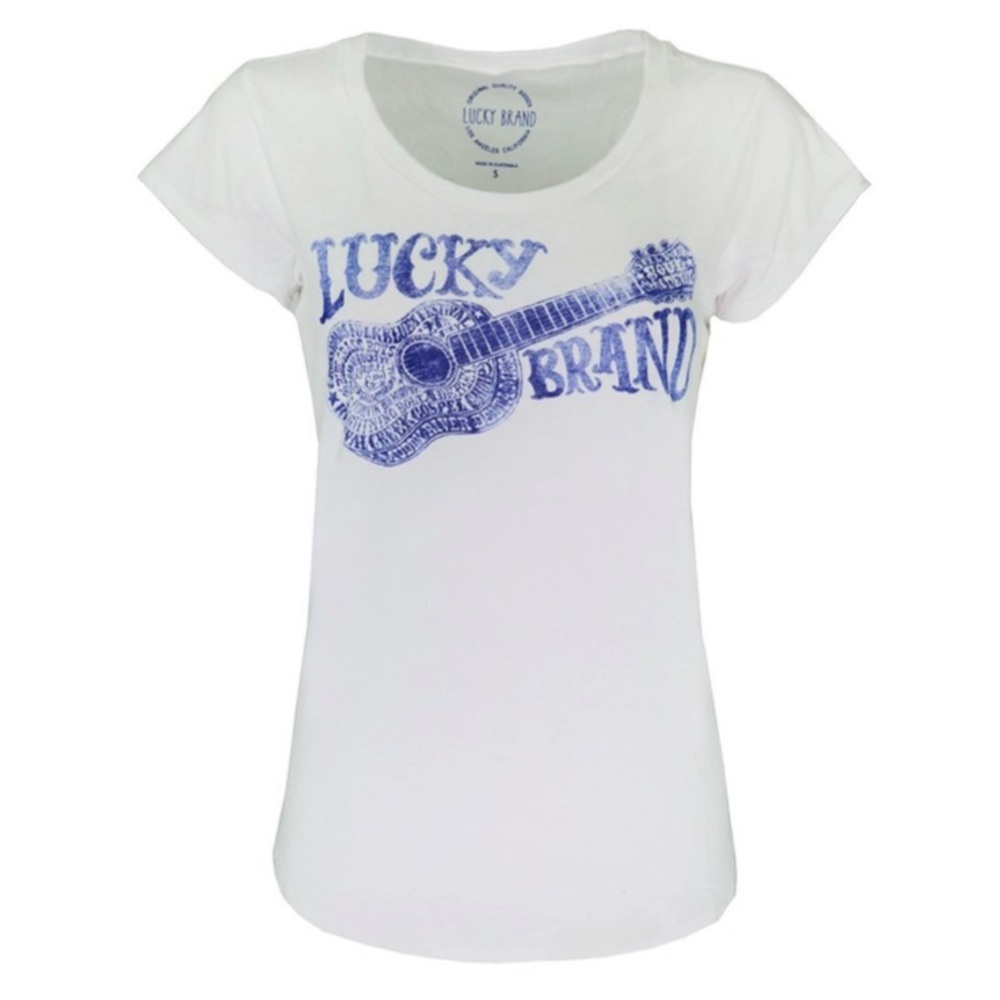 NWT Lucky Brand Womens White Logo T Shirt Medium